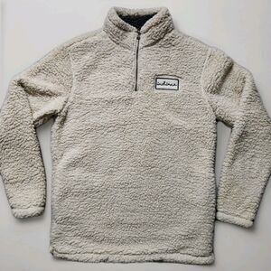Home Free Indiana Sherpa Pullover Sweater 1/4 Zip Adult Unisex Cream Sz S EUC